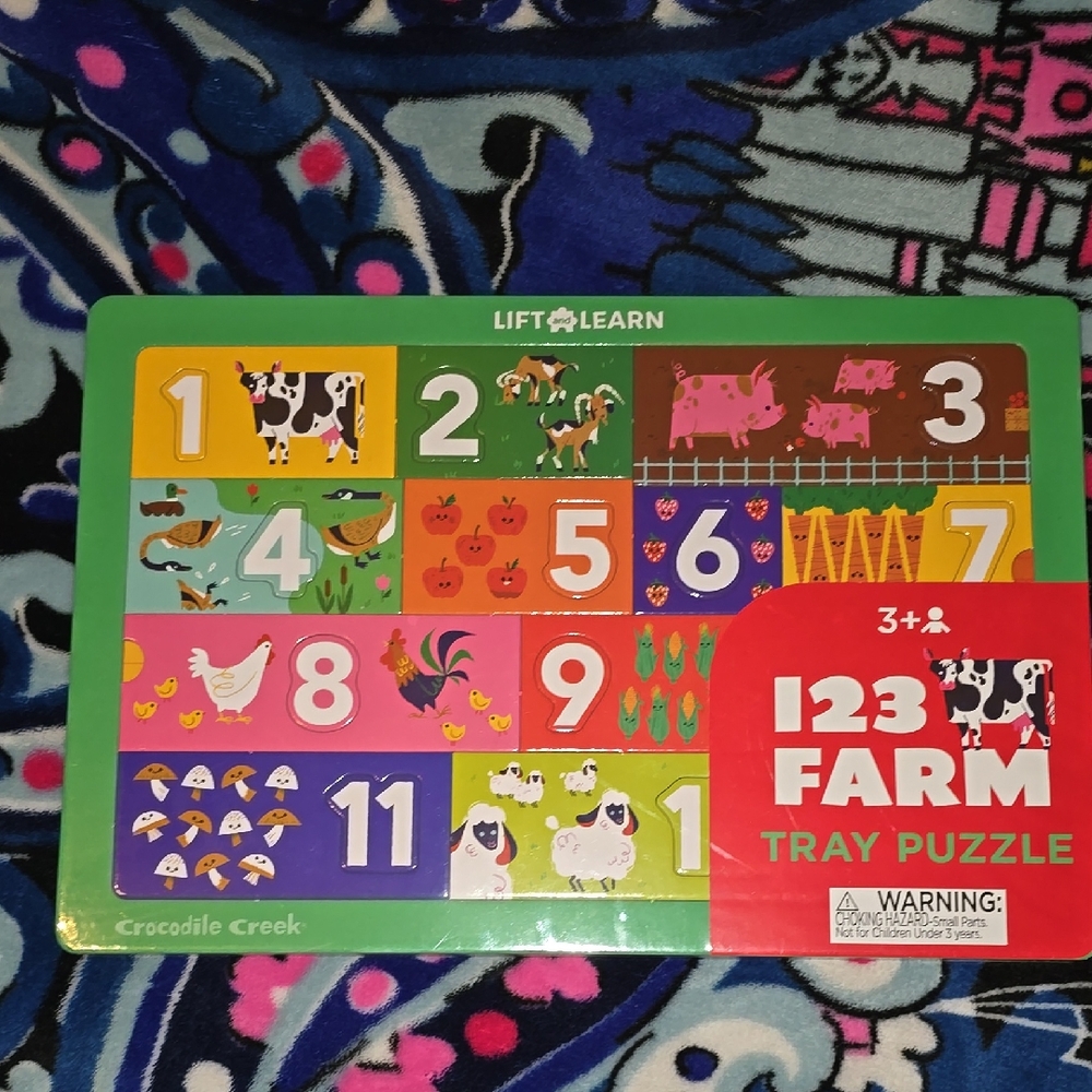 123 Farm Tray Puzzle - Green